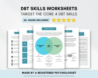 DBT Skills Worksheet MEGA Bundle with Coping Cards & Wise Mind (PDF Digital Download)