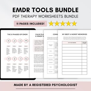 EMDR Worksheets Bundle, Trauma Therapy Exercises with Body Scan Meditation (PDF Digital Download)