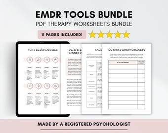 Paquete de hojas de trabajo EMDR, ejercicios de terapia para el trauma con meditación de escaneo corporal (descarga digital en PDF)