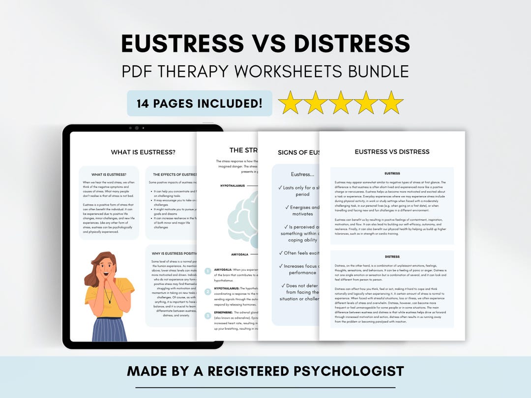 Eustress Vs Distress Therapy Worksheets With Stress Cycle & Coping ...