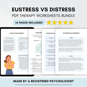 Eustress vs Distress Therapy Worksheets with Stress Cycle & Coping Skills (PDF Digital Download)