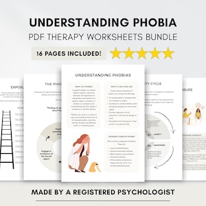 Phobia Worksheets and Therapy Exercises for Managing Anxiety & Panic (PDF Digital Download)