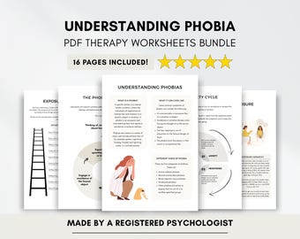 Phobia Therapy Worksheets with Exercises for Managing Anxiety & Panic (PDF Digital Download)