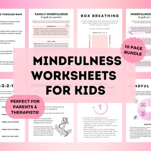 Mindfulness for Kids Therapy Worksheets Bundle, Childrens Grounding Strategies Workbook, Mindful Breathing Techniques, Anxiety Tools