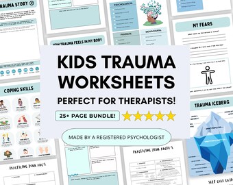 Kids Trauma Worksheets Bundle: Coping Skills & Therapy Cards (PDF Digital Download)