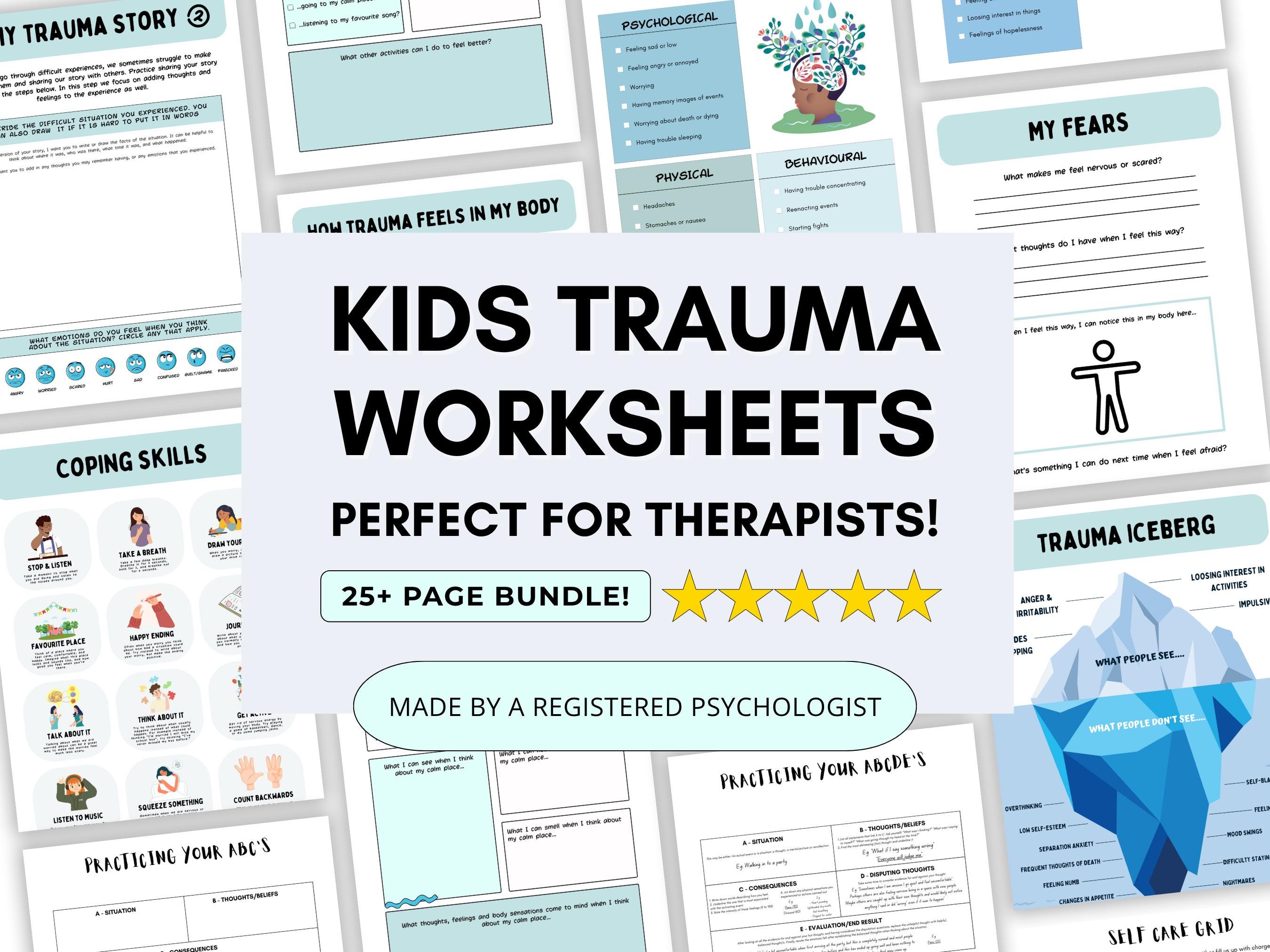 Kids Trauma Worksheets Bundle: Coping Skills & Therapy Cards (PDF ...