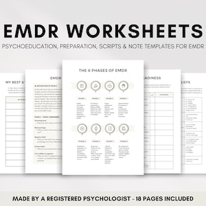 EMDR Therapy Bundle for Counselor or Psychologist, EMDR Worksheets for Adults and Teens Overcoming PTSD and Trauma-Related Distress
