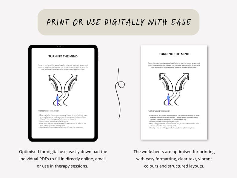 Radical Acceptance DBT Psychoeducation Worksheets for Emotional Regulation
