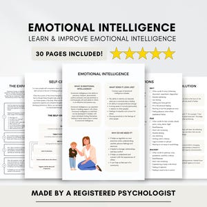 Emotional Intelligence Worksheets Therapy Resource with Coping Skills (PDF Digital Download)