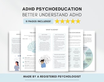 Fichas de psicoeducación sobre el TDAH: Paquete de funciones ejecutivas (descarga digital en PDF)