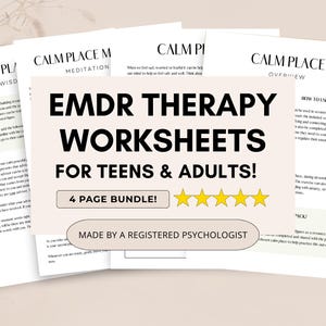 EMDR Therapy Worksheets Bundle with Calm Place Meditation (PDF Digital Download)