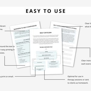 Self Compassion Worksheet Bundle to Learn Self-Compassion and Positive Self Talk