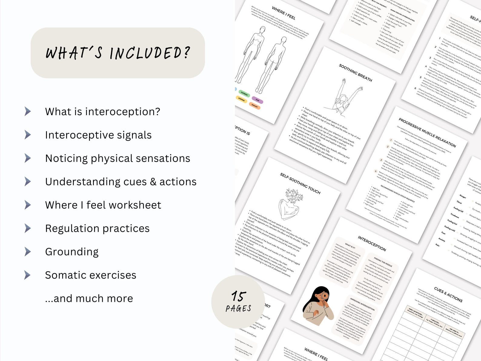 Interoception Improvement Worksheet.pdf Interoception Therapy Worksheets: Grounding & Emotional Regulation (PDF ...