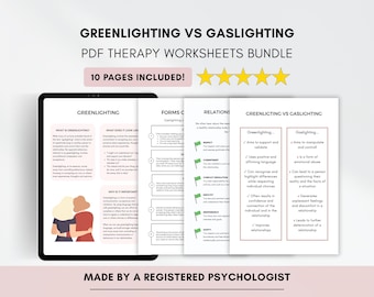 Greenlighting Vs.Gaslighting Therapie Arbeitsblätter: Gesunde Beziehungen (PDF Digitaler Download)