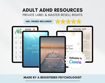 ADHD Therapie Arbeitsblätter Bundle: Canva Bearbeitbar mit PLR und Master Wiederverkaufsrechte