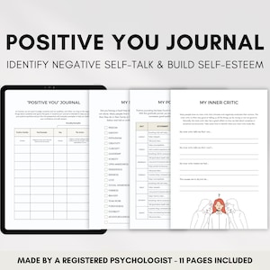 Self-Esteem Journal for Addressing Inner Critic and Overcoming Negative Self-Talk, My Life Story, My Values Worksheets and My Positive Week