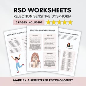 RSD Worksheets: Emotional Regulation & Rejection Sensitive Dysphoria (PDF Digital Download)