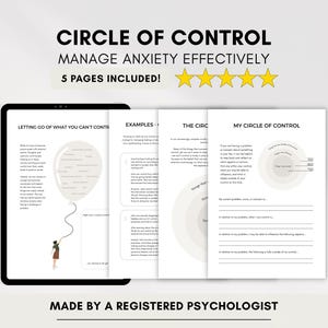 Circle of Control Worksheets: Therapy for Anxiety & Stress (PDF Digital Download)
