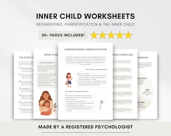 Inner Child Healing Worksheets with Reparenting & Self-Compassion (PDF Digital Download)