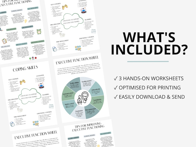 Executive Functioning Wheel & Coping Skills Worksheets