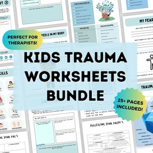 PTSD Worksheets for Kids | Kids Trauma Therapy Cards & PTSD Coping Skills Bundle | Trauma Processing Workbook for Kids | Anxiety Worksheets