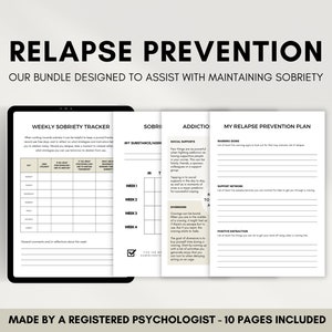 Relapse Prevention Plan for Overcoming Addiction and Maintaining Sobriety, Addiction Recovery, Positive Coping Skills Worksheets