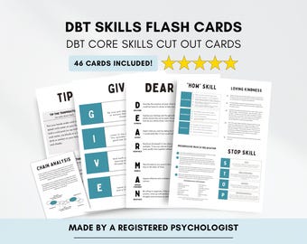 DBT Skills Flash Card Bundle with Wise Mind and STOP Skill (PDF Digital Download)
