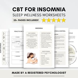 Hojas de trabajo de TCC para el insomnio: Recurso para la terapia del sueño (PDF imprimible y rellenable)