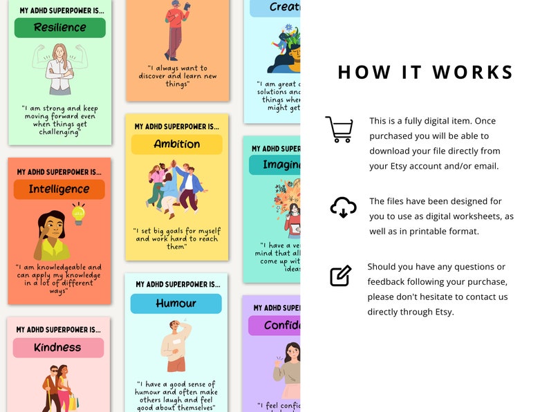 ADHD Superpower Cards for Kids: Confidence & Coping Skills (Printable)