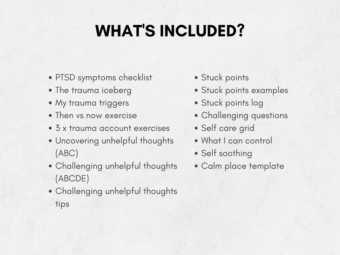 PTSD Trauma Therapy Worksheets PTSD Workbook for Adults Ptsd Coping