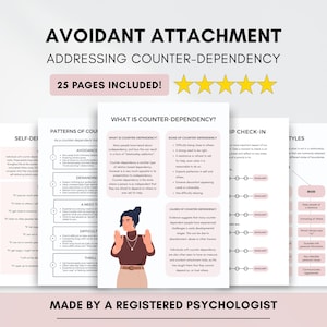Avoidant Attachment Therapy Worksheets for Addressing Counter Dependency (PDF Digital Download)