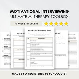 MI Therapy Worksheets: Motivational Interviewing Toolbox (PDF Digital Download)