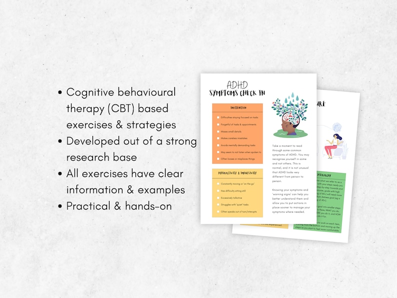 CBT Worksheets for ADHD Brain Bundle, Executive Functioning for Adults and Teens, Unhelpful