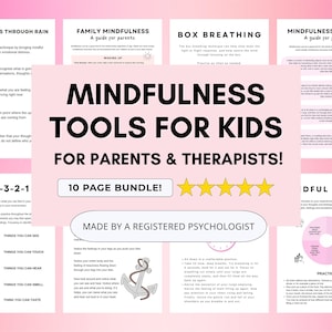 Mindfulness Worksheets for Kids with Grounding & Breathing Exercises (PDF Digital Download)