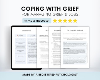 Werkbladen rouwtherapie voor volwassenen: copingvaardigheden en dagboek (afdrukbaar/invulbaar)