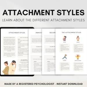 Attachment Styles Worksheets for Therapist or Counselor, Four Attachment Styles, Anxious and Avoidant Attachment and Secure Attachment