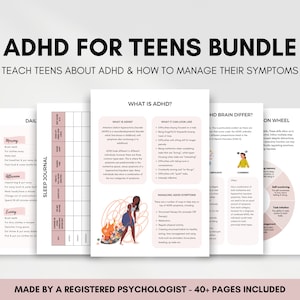 ADHD Worksheets for Teens to Manage Executive Functioning and Build ADHD Coping Skills, ADHD Therapy Handout for Teenagers and Young Adults