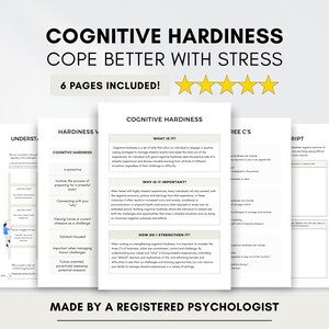 Cognitive Hardiness Worksheets for Building Resilience & Stress Management (PDF Digital Download)