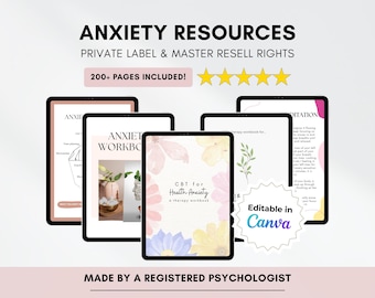 Angst Arbeitsblätter Bundle: Canva Vorlagen, MRR & PLR Rechte (PDF Digitaler Download)
