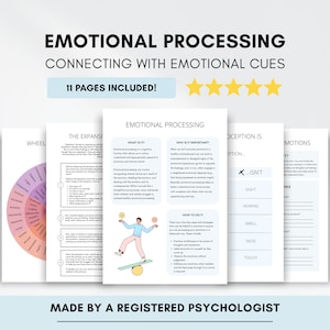 Fichas de trabajo para el procesamiento emocional con interocepción y rueda de las emociones (descarga digital en PDF)