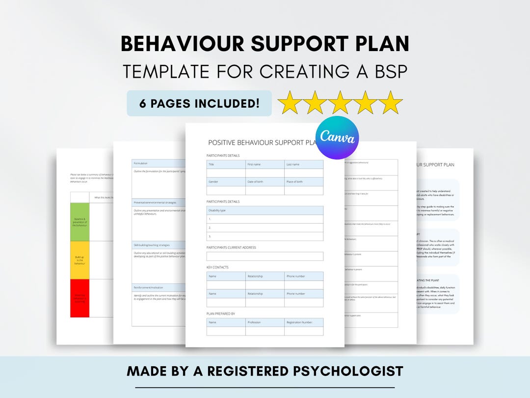 Positive Behaviour Support Plan Template: Editable on Canva With ...