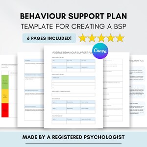 Plantilla de plan de apoyo al comportamiento positivo, editable en Canva con derechos de marca privada.