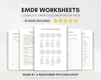 Bundel met EMDR-therapiewerkbladen voor het omgaan met trauma en PTSS (digitale pdf-download)