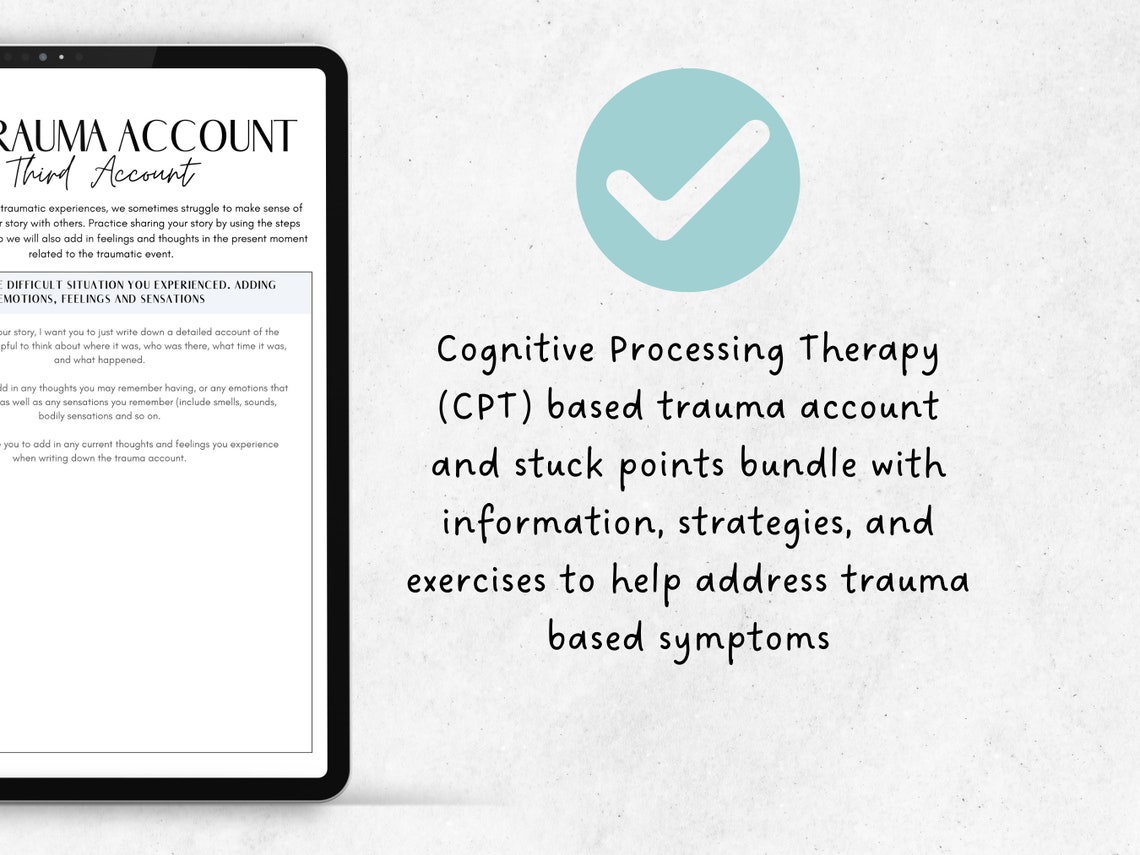 CPT Trauma Therapy Worksheets With Thought Challenging and Stuck Points ...