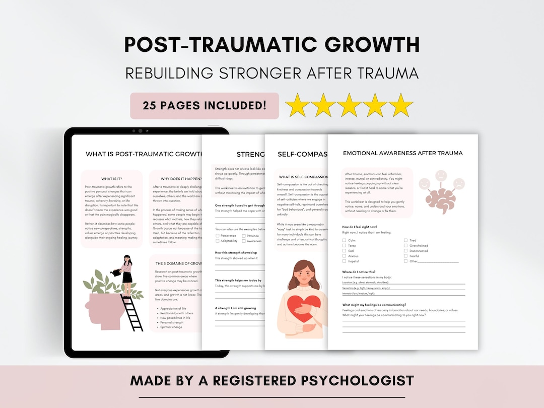 Post Traumatic Growth Therapy Worksheets for Rebuilding Stronger After ...