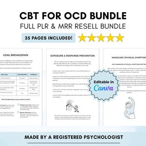 KBT för OCD-terapi, redigerbara Canva med privat etikett och återförsäljningsrättigheter