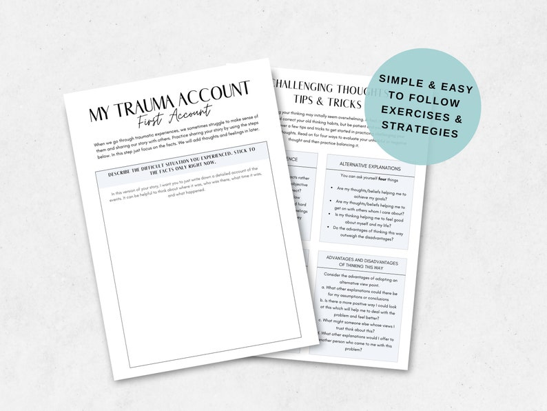 PTSD Trauma Therapy Worksheets PTSD Workbook for Adults Ptsd Coping ...