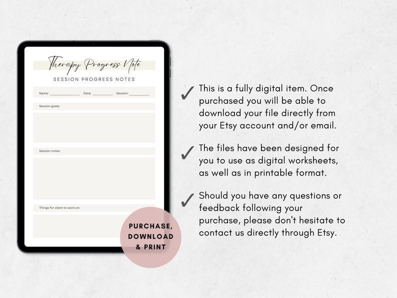 Therapy Progress Note Template: 7-Page Psychotherapy Forms (PDF)