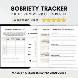 Sobriety Journal & Tracker Bundle: CBT Addiction Recovery Worksheets