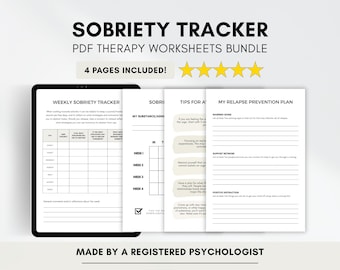 Sobriety Journal & Tracker Bundle: CBT Addiction Recovery Worksheets (PDF Digital Download)
